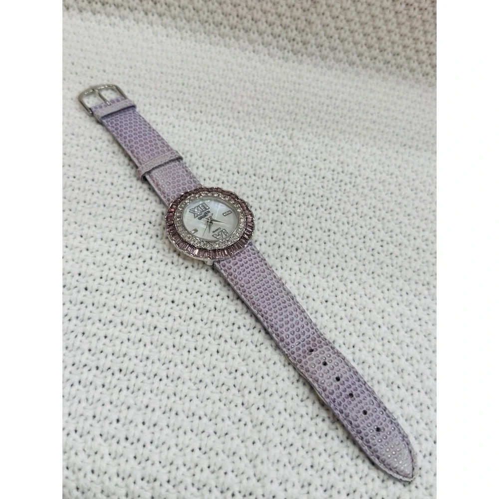 Gruen GR9708L Women's Crystal Bezel Purple Strap Quartz Watch Japan Movt